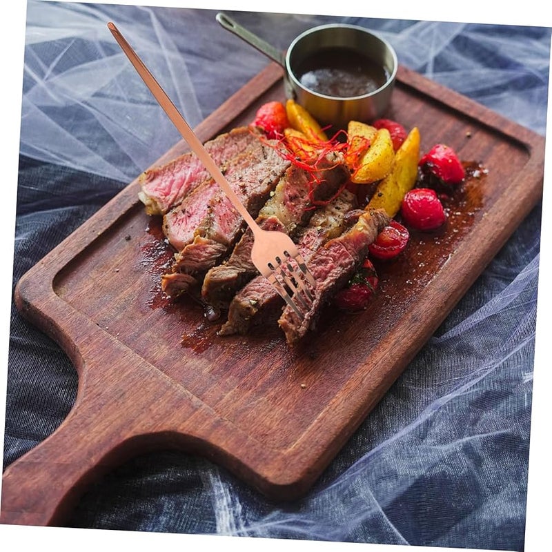 Rose Gold Reusable Stainless Steel Utensil Set For Steak Dinnerware Forks Spoons Cutters - Image 4